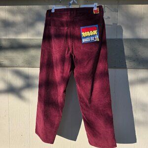 NWT Empyre Corduroy Pants Burgundy Men 34 x30 Relaxed Loose Skater Faded Y2K
